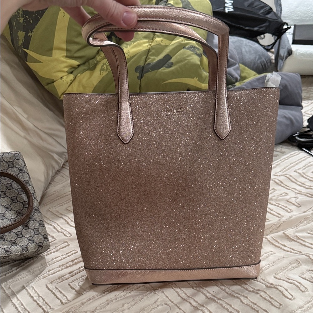 Kate Spade Tinsel Glitter Fabric Tote in Pink - Picture 4 of 7